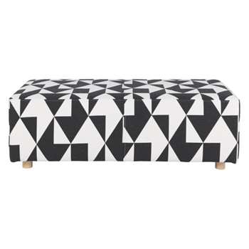 Henon Black and white geometric fabric rectangular footstool (Width 120cm)
