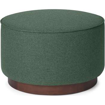 Hetherington Large Wooden Pouffe, Darby Green & Dark Stain Wood (H40 x W60 x D60cm)