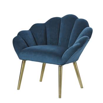 HOMARID Peacock Blue Vintage Armchair (H75 x W81 x D66cm)