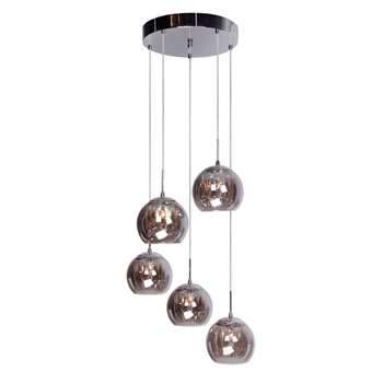 Home Collection Alice Clear Crystal Glass and Smoke Glass Cluster Light (104 x 44cm)
