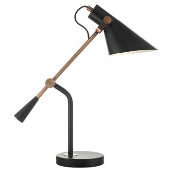 Home Collection - Copper And Black Metal Jack Task Table Lamp (48.5 x 42cm)