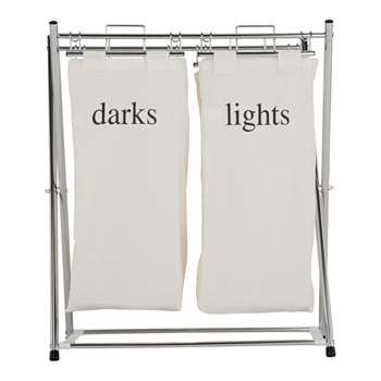 HOME Folding Double Canvas Laundry Sorter - Natural 76 x 64cm