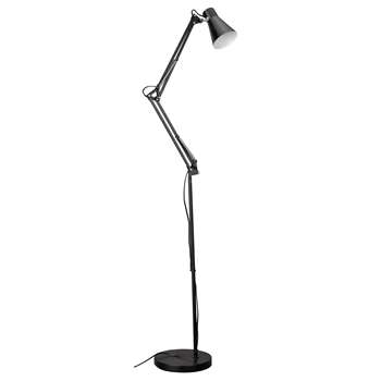 HOME Swing Arm Floor Lamp - Matt Black (155 x 25.7cm)