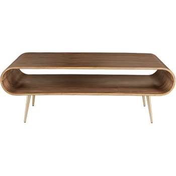 Hooper Storage Coffee Table, Walnut and Brass (45 x 120cm)