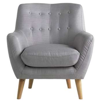 Hygena Otis Fabric Chair and Footstool - Light Grey