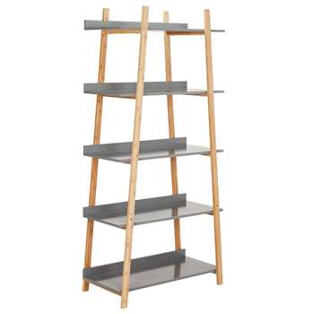 Hygena Skanda 5 Tier Bamboo Shelving Unit - Grey 167.5 x 80cm