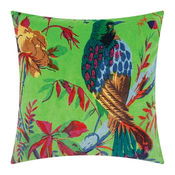 Ian Snow - Bird of Paradise Velvet Cushion Cover - Green (H45 x W45cm)