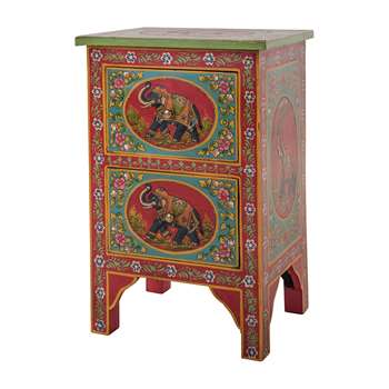Ian Snow - Hand Painted Elephant Two Drawer Cabinet (H61 x W40 x D30cm)