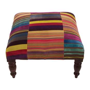 Ian Snow - Multi Stripe Velvet Footstool (H38 x W60 x D60cm)