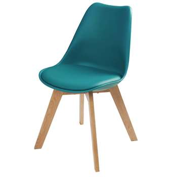 ICE Petrol Blue Scandinavian Chair with Oak (H84 x W48 x D54cm)