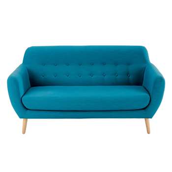ICEBERG Scandinavian Petrol Blue Fabric 2/3-Seater Sofa (H84 x W160 x D78cm)