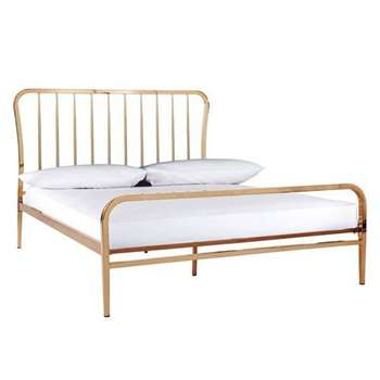 Ideal Home - Webster Metal Double Bed Frame, Copper