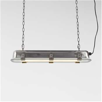 Industrial Long Hanging Pendant Light in Nickel - Large (Width 130cm)