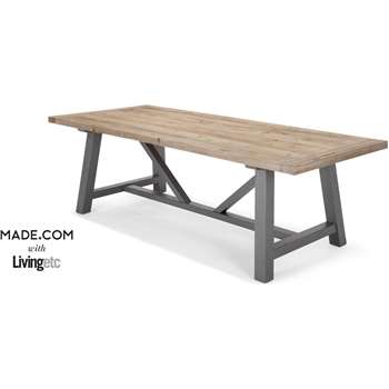 Iona Extra Large Dining Table, Solid Pine and Grey (76 x 240cm)