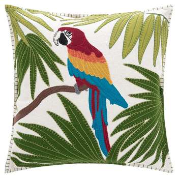 Jan Constantine - Tropical Parrot Cushion - Cream (H46 x W46cm)