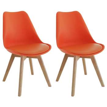 Habitat Jerry Pair of Fabric Dining Chair - Orange (H84 x W47 x D55cm)