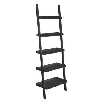 Jessie Black Wide Leaning Bookcase (H189 x W66 x D35cm)