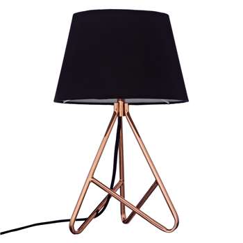 John Lewis & Partners Albus Twisted Table Lamp, Black / Copper (H40 x W25 x D25cm)