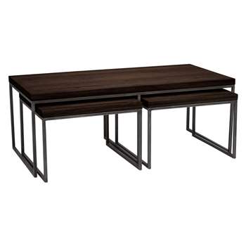 John Lewis Calia Coffee Table with Nest of 2 Tables, Dark (Width 120cm)