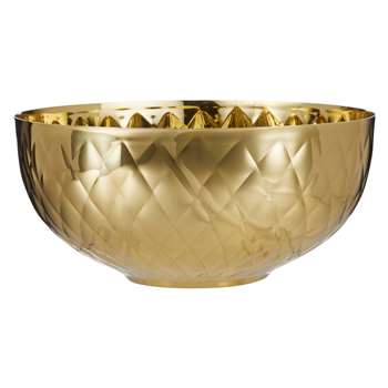 John Lewis Diamond Hammered Stainless Steel Bowl, Gold (9 x 20cm)