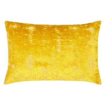 John Lewis Distressed Velvet Cushion, Saffron (40 x 60cm)