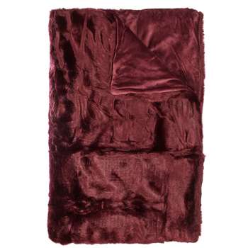 John Lewis Faux Fur Throw, Mulberry (150 x 200cm)