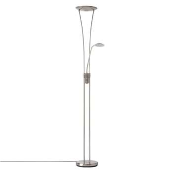 John Lewis Levity LED Uplighter/Reading Floor Lamp, Satin Nickel (181 x 28cm)