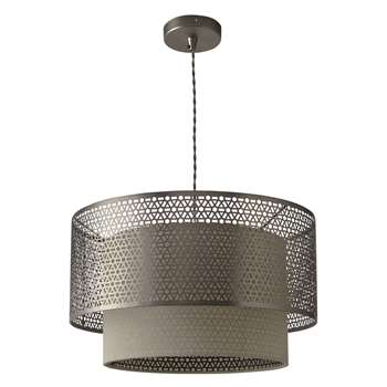 John Lewis Meena Fretwork Steel Pendant Light (25 x 40.5cm)