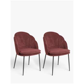 John Lewis & Partners Cloud Velvet Dining Chairs, Set of 2, Oxblood (H84.5 x W55 x D59cm)