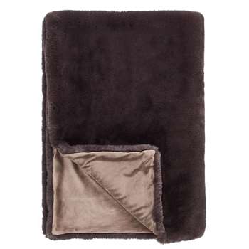 John Lewis & Partners Faux Fur Throw, Dark Grey (H150 x W200cm)