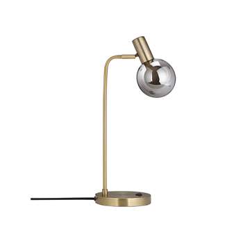 John Lewis & Partners Huxley Task Lamp, Smoke/Antique Brass (H41.7 x W14 x D19.3cm)
