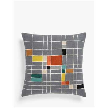 John Lewis & Partners Isak Grid Square Cushion, Multi (H50 x W50cm)