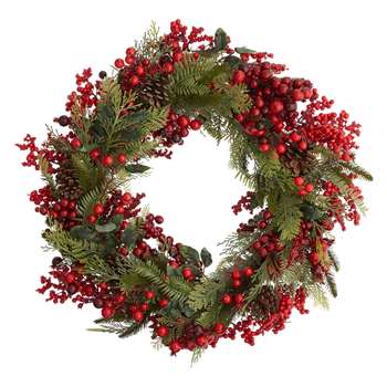 John Lewis & Partners Red Berry and Pine Wreath (Diameter 66cm)