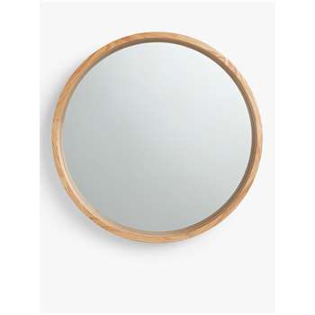 John Lewis & Partners Scandi Round Oak Mirror, Natural (H72.8 x W72.8 x D6cm)