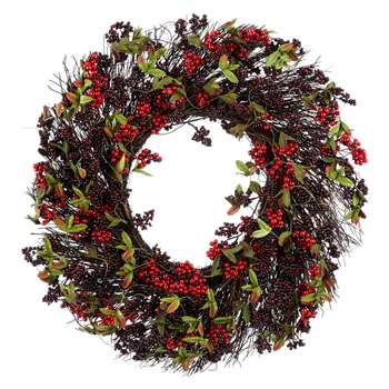 John Lewis Premium Blackberry Wreath, Green/Red (57 x 57cm)