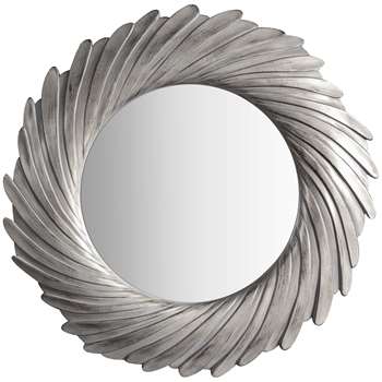 John Lewis Rosalyn Round Mirror, Antique Silver (H100 x W100 x D4.5cm)