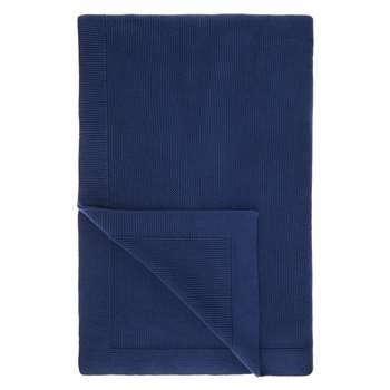 John Lewis Rye Plain Knit Throw, Dark Blue (150 x 200cm)