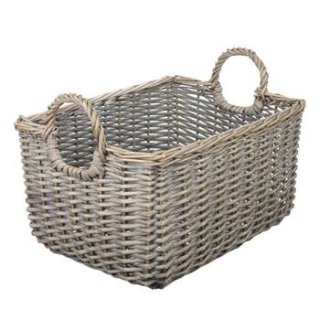 John Lewis Wicker Medium Basket, Grey (27.5 x 44cm)