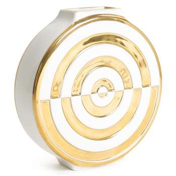 Jonathan Adler - Futura Bullseye Vase - White & Gold (H19 x W18cm)
