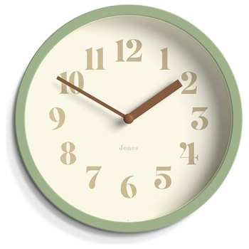 Jones Clocks Modern Analogue Wall Clock - Green (H20 x W20 x D3.5cm)