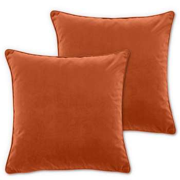 Julius Set of 2 Velvet Cushions, Burnt Orange (H45 x W45cm)