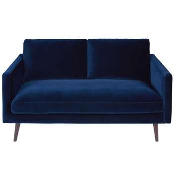 KANT Midnight Blue 2-Seater Velvet Sofa (H86 x W165 x D95cm)