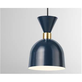 Keeva Pendant, Navy & Brushed Brass (H120 x W18 x D18cm)