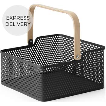 Kennedi Perforated Metal Square Storage Basket, Black (H164 x W58 x D39cm)