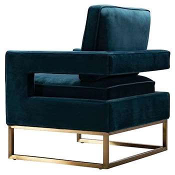 Kenza Armchair Peacock - brushed gold base (H96 x W76 x D75cm)