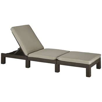Keter Daytona Sunlounger - Brown with Taupe Cushion (22 x 65 x 195cm)