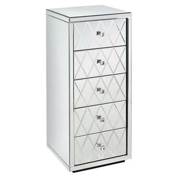 KNIGHTSBRIDGE  Mirrored Tallboy Chest with 5 Drawers and Plinth (104 x 44cm)