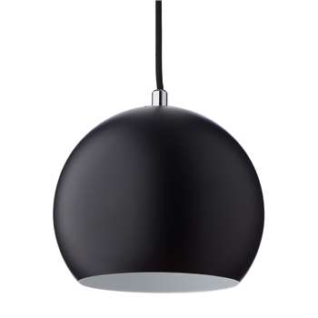 Koge Ball Pendant Lamp, Black With Black Cord (H14.5 x W18 x D18cm)