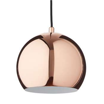 Koge Ball Pendant Lamp, Copper With Black Cord (H14.5 x W18 x D18cm)
