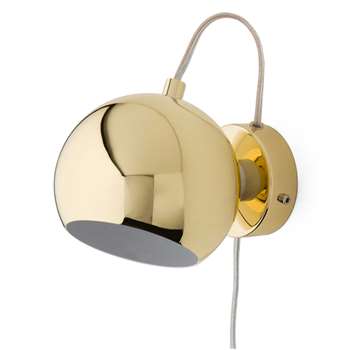 Koge Ball Wall Lamp, Gold With Transparent Cord 15 x 12cm